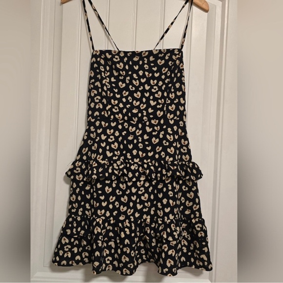 Polly Leopard Print Ruffle Mini Dress size 4 - Picture 3 of 11